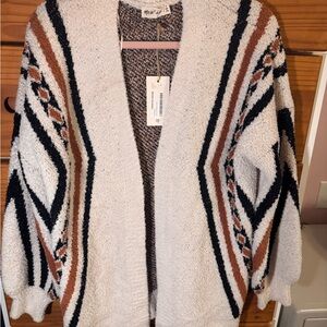New In Cream and Black Patterned Cardigan